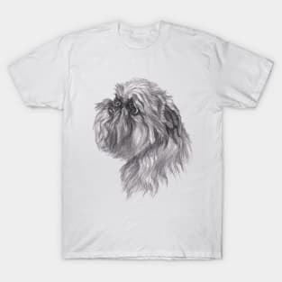 Brussels Griffon Dog Portrait Drawing T-Shirt